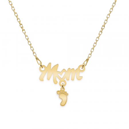 Diona - Colier personalizat Mom si picioruse cu nume din argint 925 placat cu aur galben 24K [1]