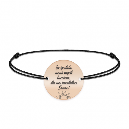 Bratari personalizate - Bratara cu snur pentru profesori/educatori - charm personalizat din argint 925 placat cu aur roz