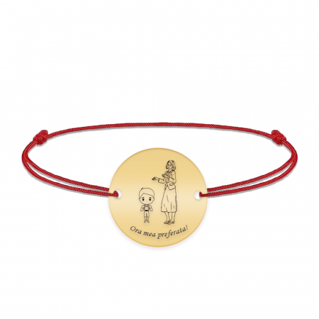 Bijuterii personalizate - Docent - Bratara personalizata snur baietel si profesoara/educatoare/invatatoare din argint 925 placat cu aur galben 24K