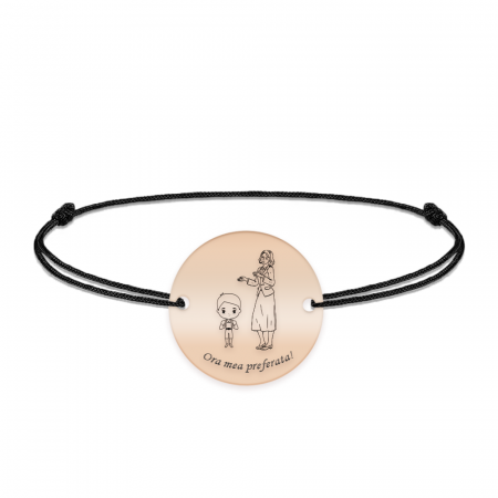 Bratari personalizate - Docent - Bratara personalizata snur baietel si profesoara/educatoare/invatatoare din argint 925 placat cu aur roz