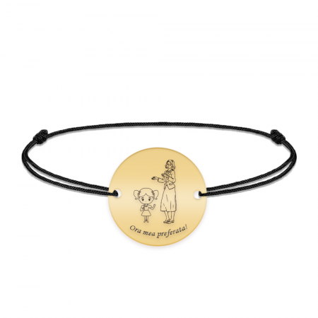 Bijuterii personalizate - Docent - Bratara personalizata snur fetita si profesoara/educatoare/invatatoare din argint 925 placat cu aur galben 24K