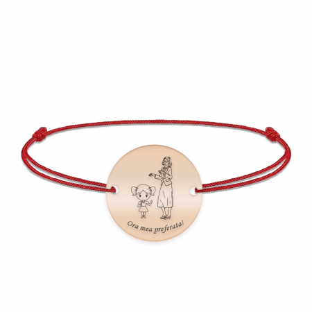 Bratari personalizate - Docent - Bratara personalizata snur fetita si profesoara/educatoare/invatatoare din argint 925 placat cu aur roz