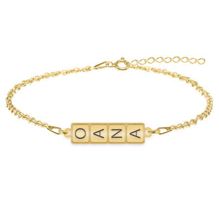Bijuterii din argint placate cu aur 24K - Bratara personalizata cu design piese de domino - argint 925 placat cu aur 24K
