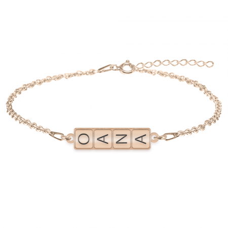 Bijuterii din argint placate cu aur 24K - Bratara personalizata cu design piese de domino - argint 925 placat cu aur roz