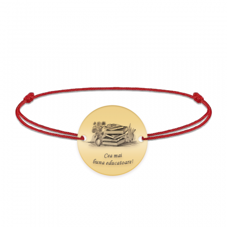 Bijuterii personalizate - Doxa - Bratara personalizata snur educatoare din argint 925 placat cu aur galben 24K