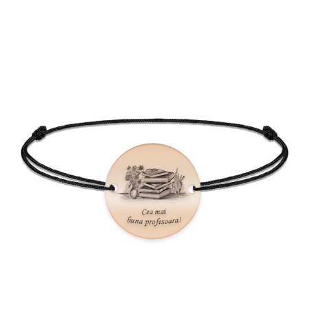 Bratari personalizate - Doxa - Bratara personalizata snur profesoara din argint 925 placat cu aur roz