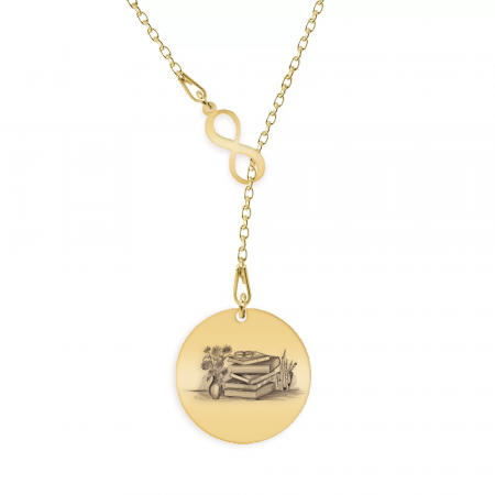Doxa - Colier personalizat asimetric educatoare cu infinit si banut din argint 925 placat cu aur galben 24K [1]