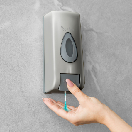 Pentru casa - Dozator de săpun cu pompă manuală - 350 ml - perete - argintiu