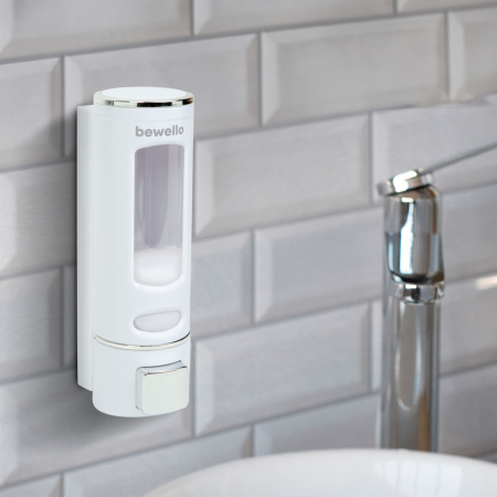 Pentru casa - Dozator de săpun manual, pentru perete, cu capacitate de 400 ml, culoare albă