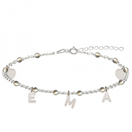 Bratari pentru picior din argint - Eliana - Bratara personalizata tip salba pentru picior cu nume din argint 925