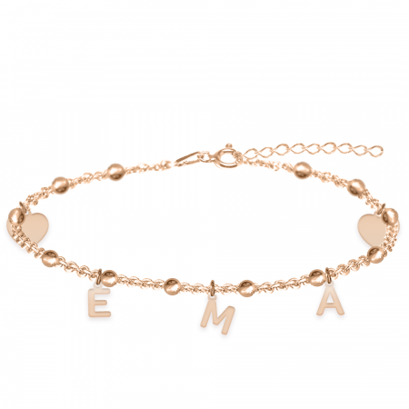 Bratari pentru picior - Eliana - Bratara personalizata tip salba pentru picior cu nume din argint 925 placat cu aur roz