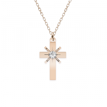 Cruciulite - Lant si cruce cu cristal Swarosvski - argint 925 placat cu aur roz