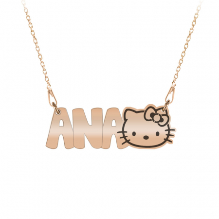 Bijuterii placate cu aur - Ellis - Colier pentru copii din argint 925 placat cu aur Roz personalizat cu nume