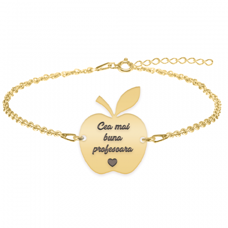 Bratari personalizate - Elma - Bratara personalizata profesoara din argint 925 placat cu aur galben 24K