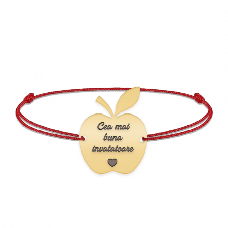 Bijuterii personalizate - Elma - Bratara personalizata snur invatatoare din argint 925 placat cu aur galben 24K
