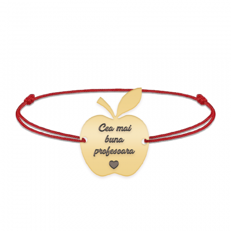 Bijuterii personalizate - Elma - Bratara personalizata snur profesoara din argint 925 placat cu aur galben 24K