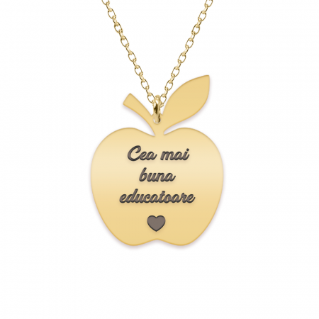 Bijuterii placate cu aur - Elma - Colier personalizat educatoare din argint 925 placat cu aur galben 24K