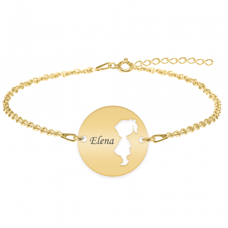 Bijuterii din argint placate cu aur 24K - Bratara cu nume si silueta de fetita - argint 925 placat cu aur 24K