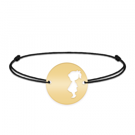 Bratara cu banut gravat cu nume si silueta de fetita decupata - argint 925 placat cu aur 24K [1]