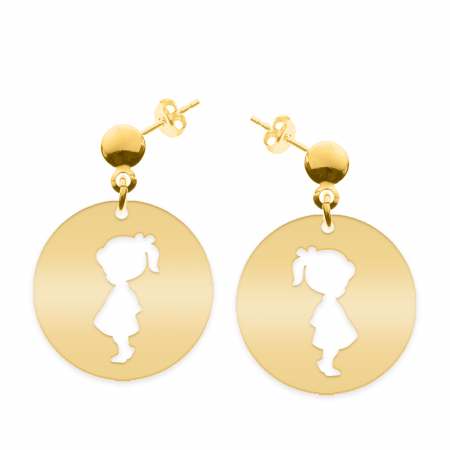 Cercei personalizati - Cercei cu silueta de copil decupata - argint 925 placat cu aur 24K