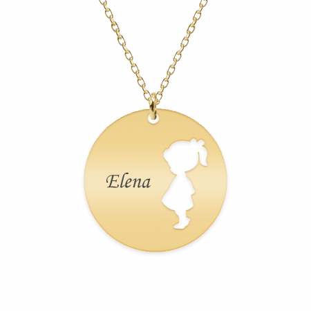 Lantisoare cu nume - Colier cu nume si silueta de fetita - argint 925 placat cu aur 24K