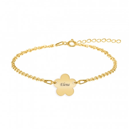 Bratari pentru picior - Esma - Bratara personalizata pentru picior cu floricica din argint 925 placat cu aur galben 24K