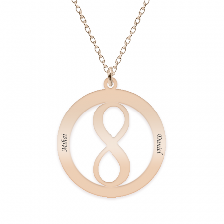 Bijuterii placate cu aur - Eternity - Colier personalizat infinit in cerc din argint 925 placat cu aur roz