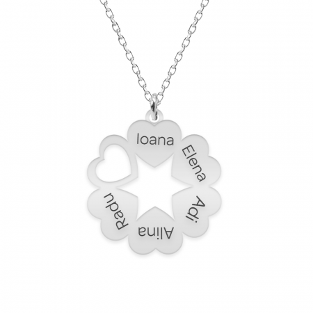 Idei de cadouri - Lantisor de familie cu inimioare personalizate - argint 925