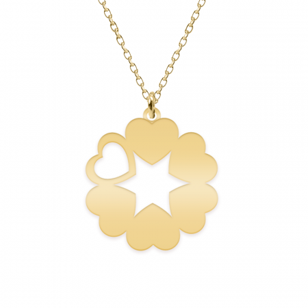 Lantisor de familie cu inimioare personalizate - argint 925 placat cu aur 24K [1]
