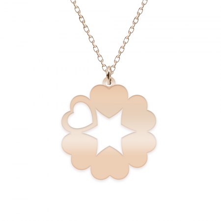 Lantisor de familie cu inimioare personalizate - argint 925 placat cu aur roz [1]