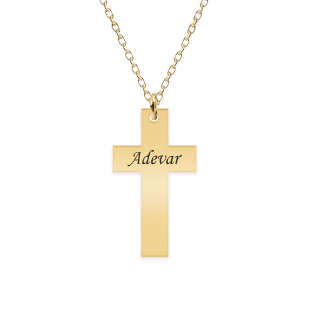 Cruciulite - Faith - Colier argint 925 placat cu aur galben 24K personalizat cu text - cruce