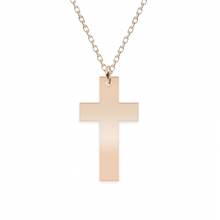 Faith - Colier argint 925 placat cu aur Roz personalizat cu text - cruce [1]