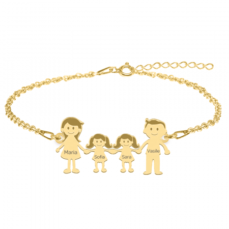 Family - Bratara personalizata din argint 925 placat cu aur galben 24K membrii familiei [1]