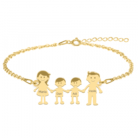 Family - Bratara personalizata din argint 925 placat cu aur galben 24K membrii familiei [3]