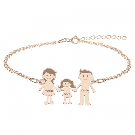 Bijuterii de cuplu si familie - Family - Bratara personalizata din argint 925 placat cu aur roz membrii familiei