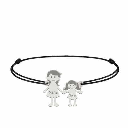 Bijuterii de cuplu si familie - Family - Bratara personalizata mama si copilul cu snur si argint 925