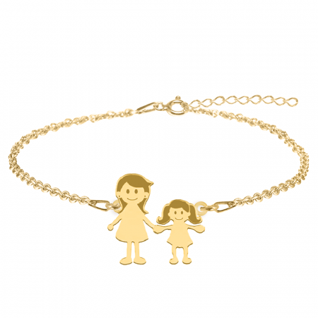 Bijuterii de cuplu si familie - Family - Bratara personalizata mama si copilul din argint 925 placat cu aur galben 24K