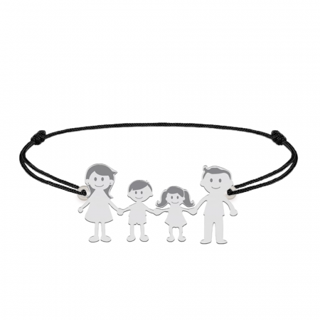 Family - Bratara personalizata snur cu pandantiv din argint membrii familiei - 4 membri [3]