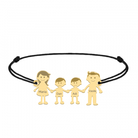 Family - Bratara personalizata snur cu pandantiv din argint placat cu aur galben 24K membrii familiei - 4 membri [2]