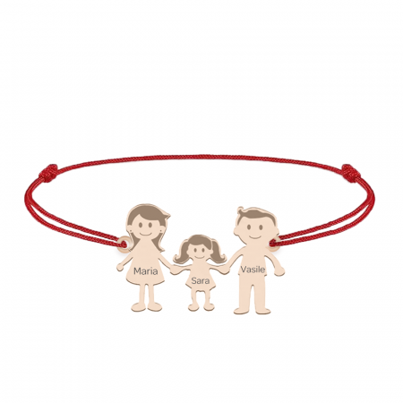 Family - Bratara personalizata snur cu pandantiv din argint placat cu aur roz membrii familiei - 3 membri [1]