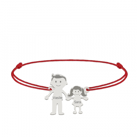 Family - Bratara personalizata tata si copilul cu snur si argint 925 [3]