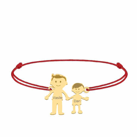 Family - Bratara personalizata tata si copilul cu snur si argint 925 placat cu aur galben 24K [2]