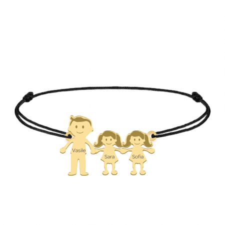 Family - Bratara personalizata tata si copilul cu snur si argint 925 placat cu aur galben 24K [1]