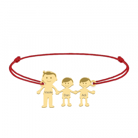 Family - Bratara personalizata tata si copilul cu snur si argint 925 placat cu aur galben 24K [3]
