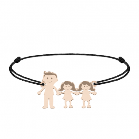 Family - Bratara personalizata tata si copilul cu snur si argint 925 placat cu aur roz [1]