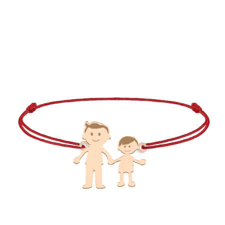 Family - Bratara personalizata tata si copilul cu snur si argint 925 placat cu aur roz [3]