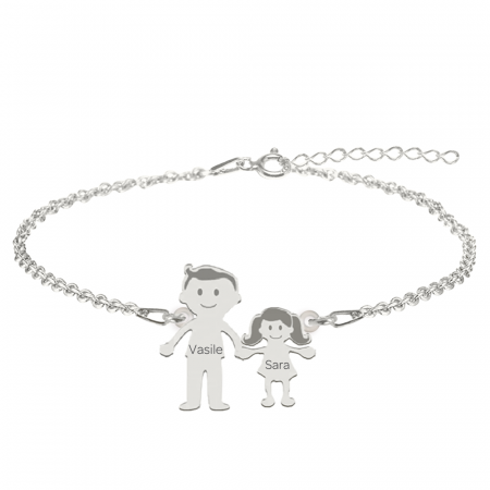 Bijuterii de cuplu si familie - Family - Bratara personalizata tata si copilul din argint 925
