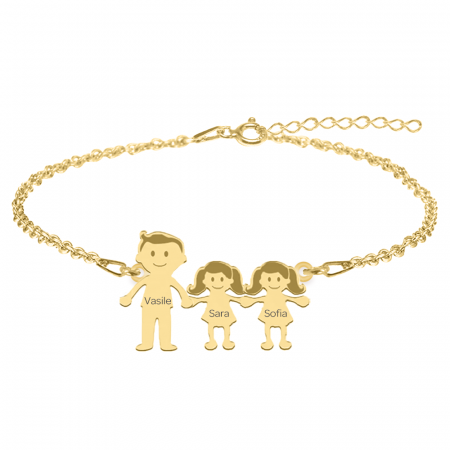 Family - Bratara personalizata tata si copilul din argint 925 placat cu aur galben 24K [3]