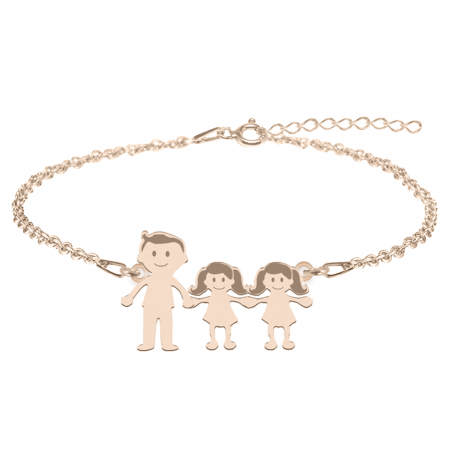 Family - Bratara personalizata tata si copilul din argint 925 placat cu aur roz [2]