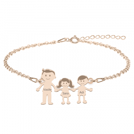 Family - Bratara personalizata tata si copilul din argint 925 placat cu aur roz [3]